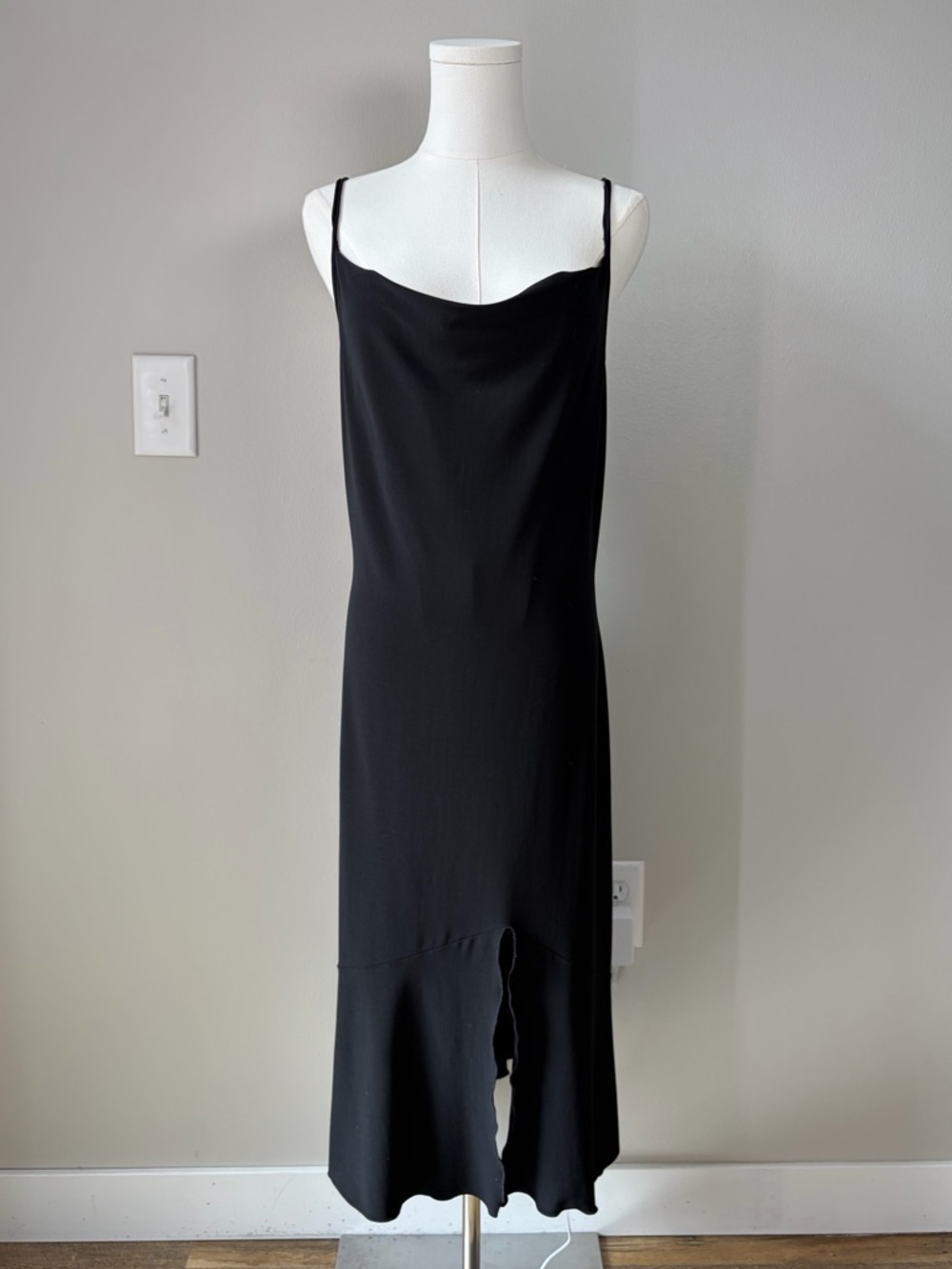 Wet Seal Black Cowl Neck Midi Dress Y2K Evening Wear Cocktail Elegant